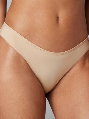 Beige Savage X Fenty New Microfiber Women's Thong Panty | CWLFMA150