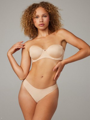 Beige Savage X Fenty New Microfiber Women's Strapless Bra | FATRUQ320