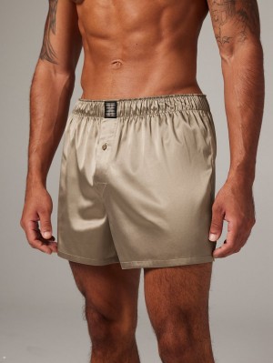 Beige Savage X Fenty Satin Boxers Men's Shorts | VMDCXT451