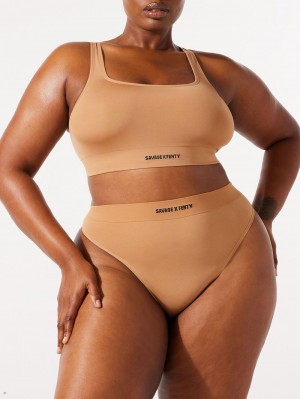 Beige Savage X Fenty Seamless High-Waist Women's Thong Panty | LPVCBR149