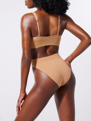 Beige Savage X Fenty Seamless High-Waist Women's Bikini Panty | XTCEUN679