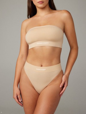 Beige Savage X Fenty Seamless High-Waist Women's Bikini Panty | TAHVSI836