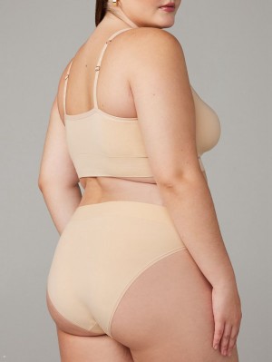 Beige Savage X Fenty Seamless High-Waist Women's Bikini Panty | QENYWL684