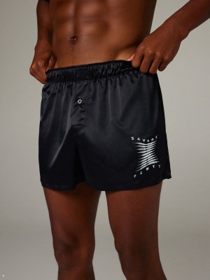 Black Savage X Fenty Bed Of Dreams Satin Boxers Men's Shorts | ZJEOFH460