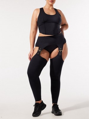 Black Savage X Fenty Body Flaunt Buckle Garter Women's Leggings | IGDXQR591