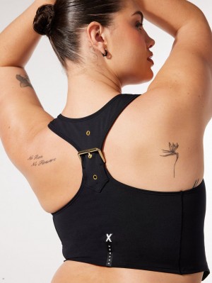 Black Savage X Fenty Body Flaunt Racerback Buckle Tank Women's Tops | KATSZD509