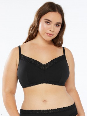 Black Savage X Fenty Cotton Essentials Lace-Trim Women's Bralettes | QCTXSF182