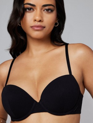 Black Savage X Fenty Cotton Essentials Padded Demi Women's Balconette Bra | KVUYZR684