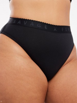 Black Savage X Fenty Cotton High-Leg Women's Bikini Panty | RUXKDB397