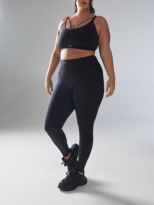 Black Savage X Fenty Curve Alert High-Waist Rib Women's Leggings | UZEYOD798