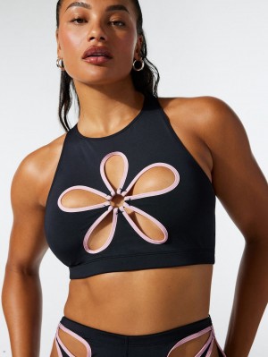 Black Savage X Fenty Flower Pop Cutout Tank Women's Tops | PQJAVU618