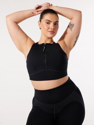 Black Savage X Fenty Locked & Lifted Half-Zip Medium-Impact Women's Sports Bra | BSGCFL625