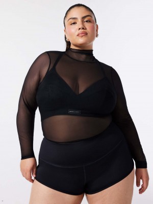 Black Savage X Fenty Mod Cropped Turtleneck Long-Sleeve Tee Women's Tops | IUPGBY874