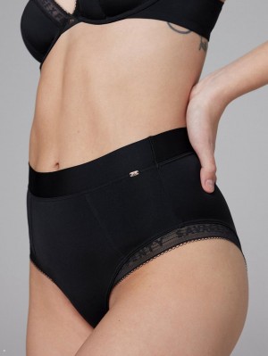 Black Savage X Fenty New Microfiber Logo-Trim High-Waist Women's Cheeky Panty | ETJNPQ429