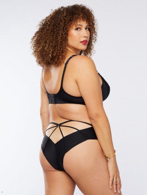 Black Savage X Fenty Not Sorry Open Back Strappy Women's Brazilian Panty | NEVADW795