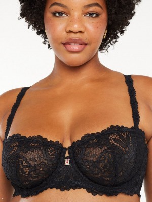 Black Savage X Fenty Romantic Corded Lace Unlined Women's Balconette Bra | EQIYAU210