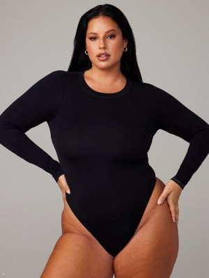 Black Savage X Fenty Seamless Long-Sleeve Teddy Women's Bodysuit | XRANEC841