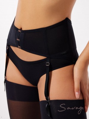 Black Savage X Fenty See Thru U Garter Belt Women's Lingerie | LTEVXZ281