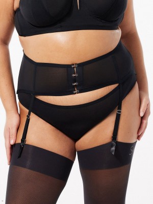 Black Savage X Fenty See Thru U Garter Belt Women's Lingerie | JAIXHC438