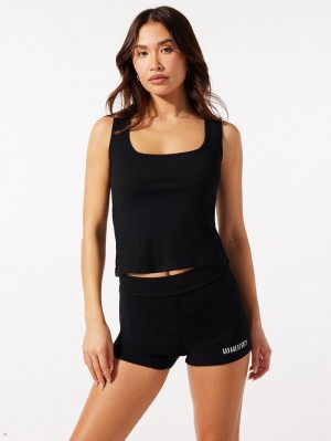 Black Savage X Fenty Xssential Heavy Rib Square-Neck Women's Tank | AYOUKN913