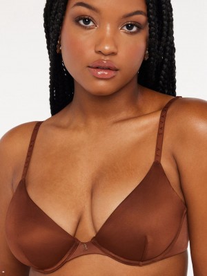 Brown Savage X Fenty New Microfiber Plunge Women's Unlined Bra | YIKNXO597