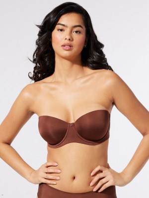 Brown Savage X Fenty New Microfiber Women's Strapless Bra | HSZTOW237