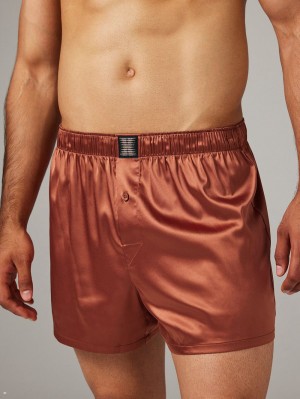 Brown Savage X Fenty Satin Boxers Men's Shorts | YUZDAO742