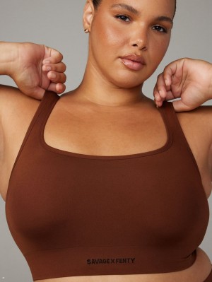 Brown Savage X Fenty Seamless Scoop-Neck Women's Bralettes | XKBGFA294