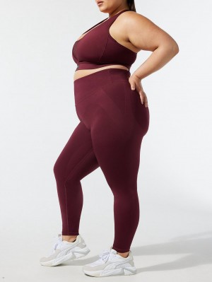 Burgundy Savage X Fenty Locked & Lifted High-Waist Women's Leggings | FAZTWB985