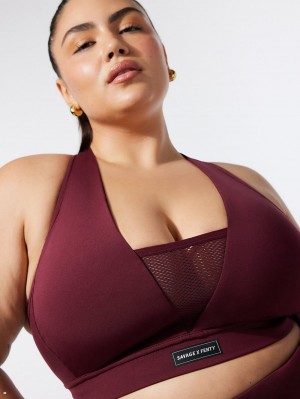 Burgundy Savage X Fenty Racer X Medium-Impact Women's Sports Bra | ANUPZK709