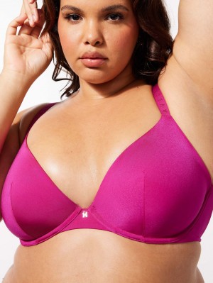 Deep Pink Savage X Fenty New Microfiber Plunge Women's Unlined Bra | BGNLYZ523