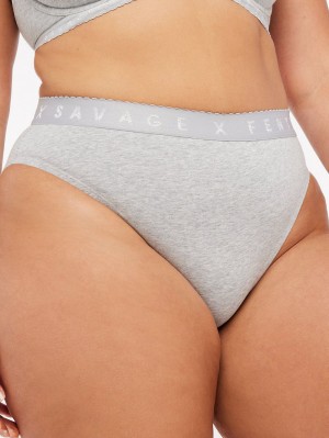 Grey Savage X Fenty Cotton High-Leg Women's Bikini Panty | YUECLR128