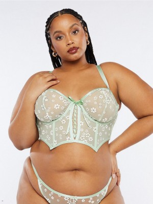 Mint Savage X Fenty Puff Daisy Unlined Bustier Women's Lingerie | KPLCVG754