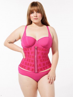 Pink Savage X Fenty Cincher Women's Lingerie | NBFIZJ321