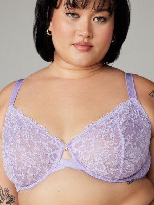 Purple Savage X Fenty Floral Lace Women's Unlined Bra | MZTOUH760