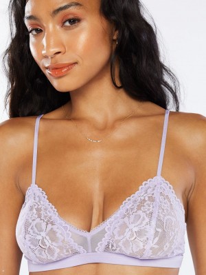 Purple Savage X Fenty Floral Lace & Mesh Women's Bralettes | VIRXGL312