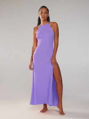 Purple Savage X Fenty Rib Xssentials Maxi Slip Women's Dress | TEMZJY035