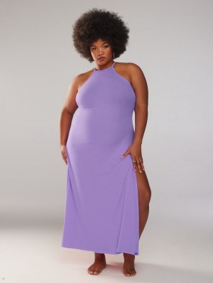 Purple Savage X Fenty Rib Xssentials Maxi Slip Women's Dress | QTCFUR951