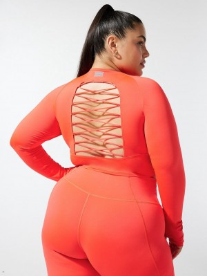 Red Savage X Fenty Lace Up Open-Back Long-Sleeve Women's Tops | LSIWDR529