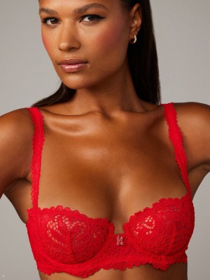 Red Savage X Fenty Romantic Corded Lace Unlined Women's Balconette Bra | YIJLSK721