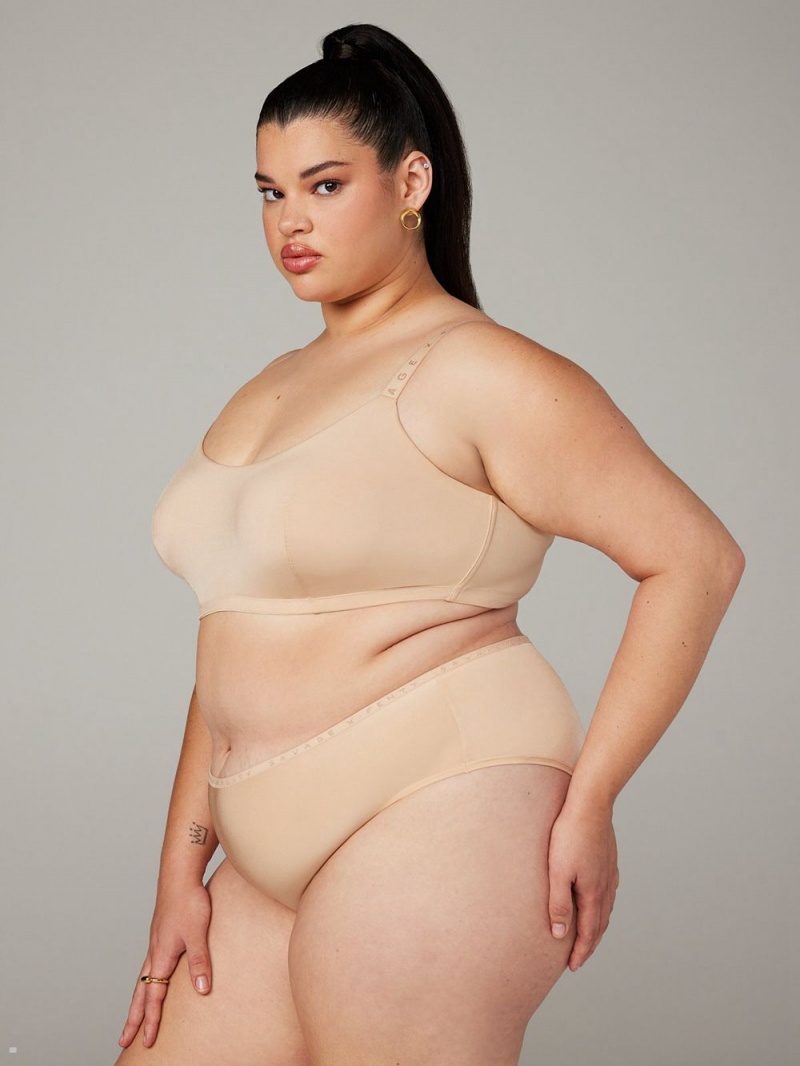 Beige Savage X Fenty New Microfiber Unlined Women's Bralettes | FCEMIG351