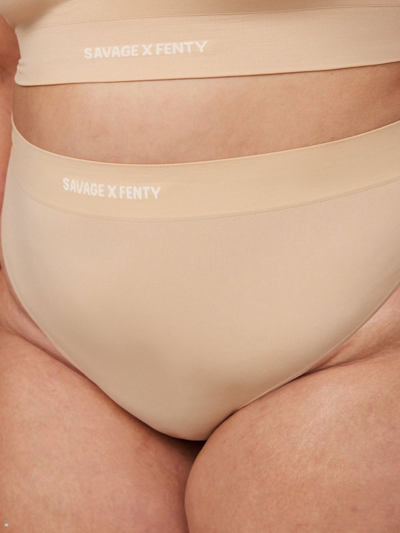 Beige Savage X Fenty Seamless High-Waist Women's Thong Panty | ADIGQR728