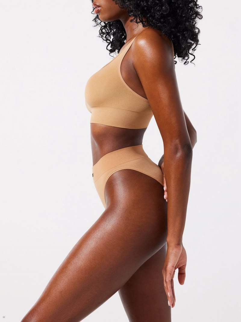 Beige Savage X Fenty Seamless High-Waist Women's Bikini Panty | XTCEUN679