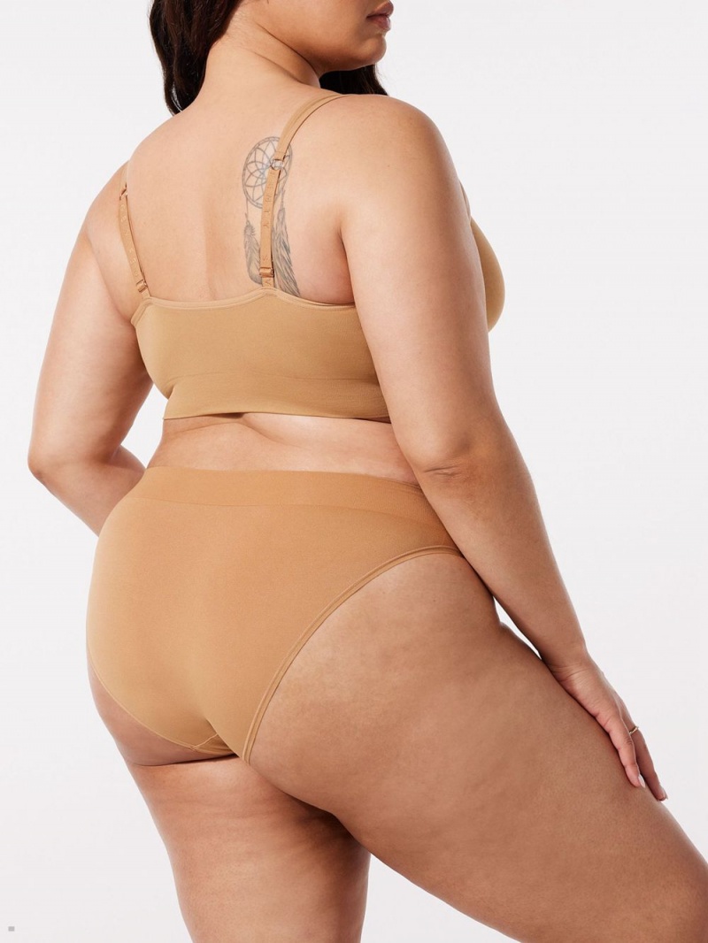 Beige Savage X Fenty Seamless High-Waist Women's Bikini Panty | MHFTIX534