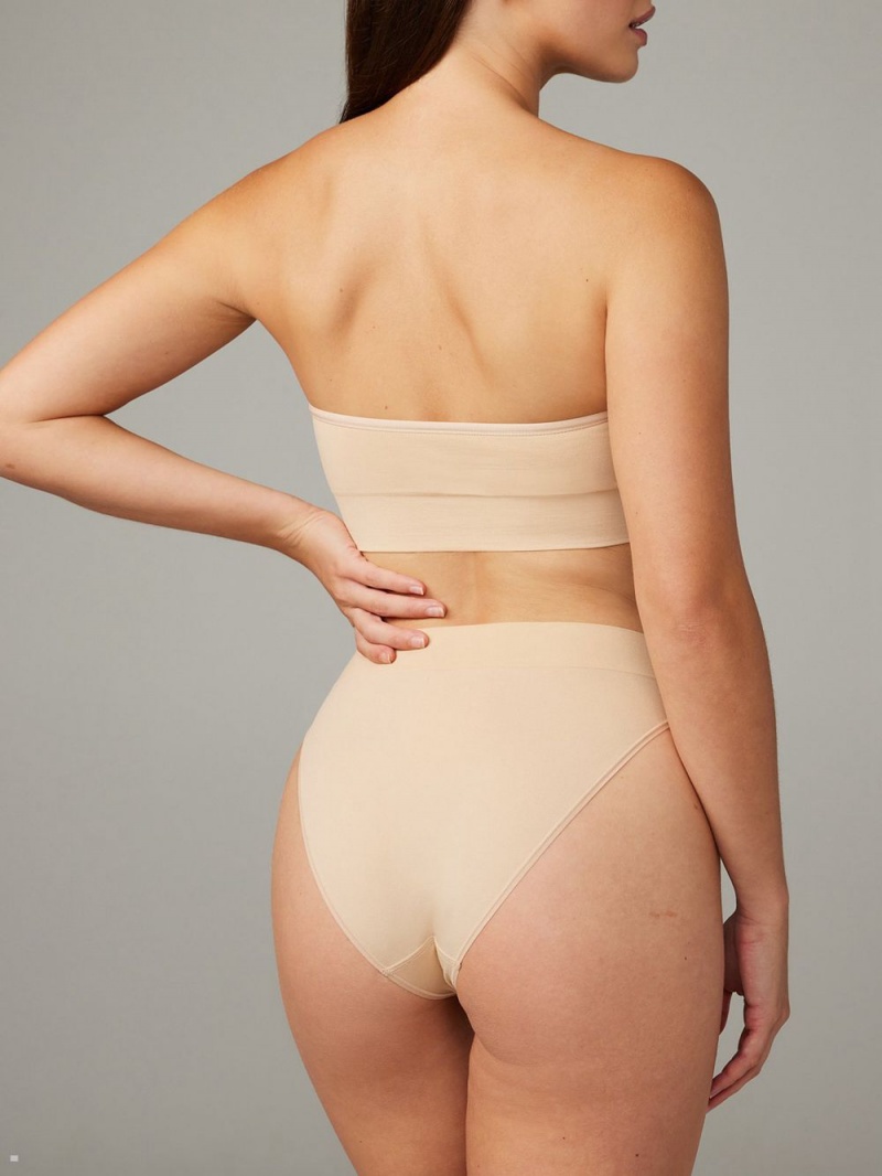 Beige Savage X Fenty Seamless High-Waist Women's Bikini Panty | TAHVSI836