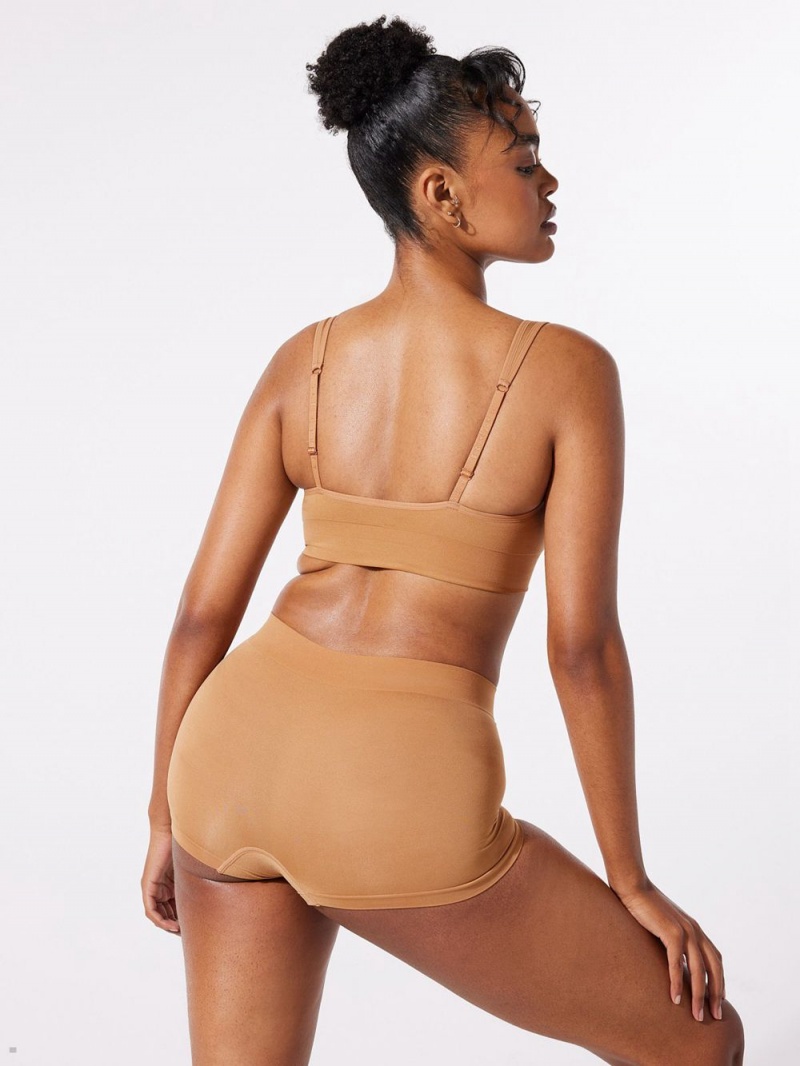 Beige Savage X Fenty Seamless Scoop-Neck Women's Bralettes | OYINVR053