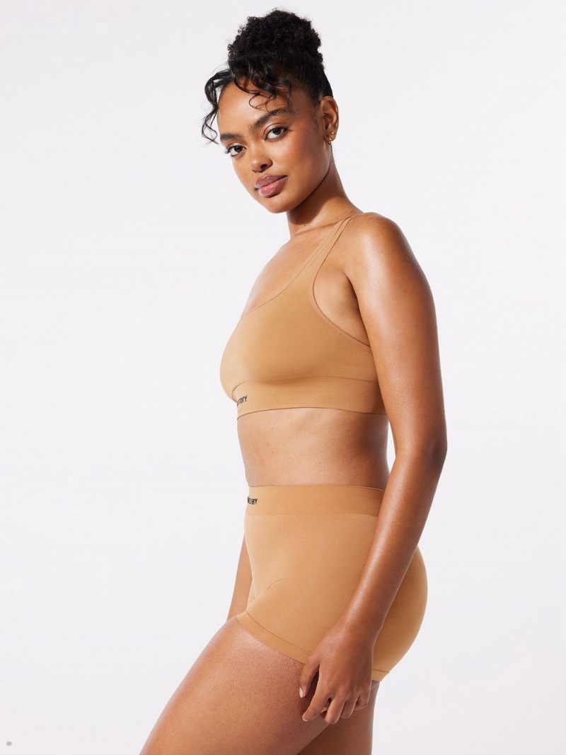 Beige Savage X Fenty Seamless Scoop-Neck Women's Bralettes | OYINVR053