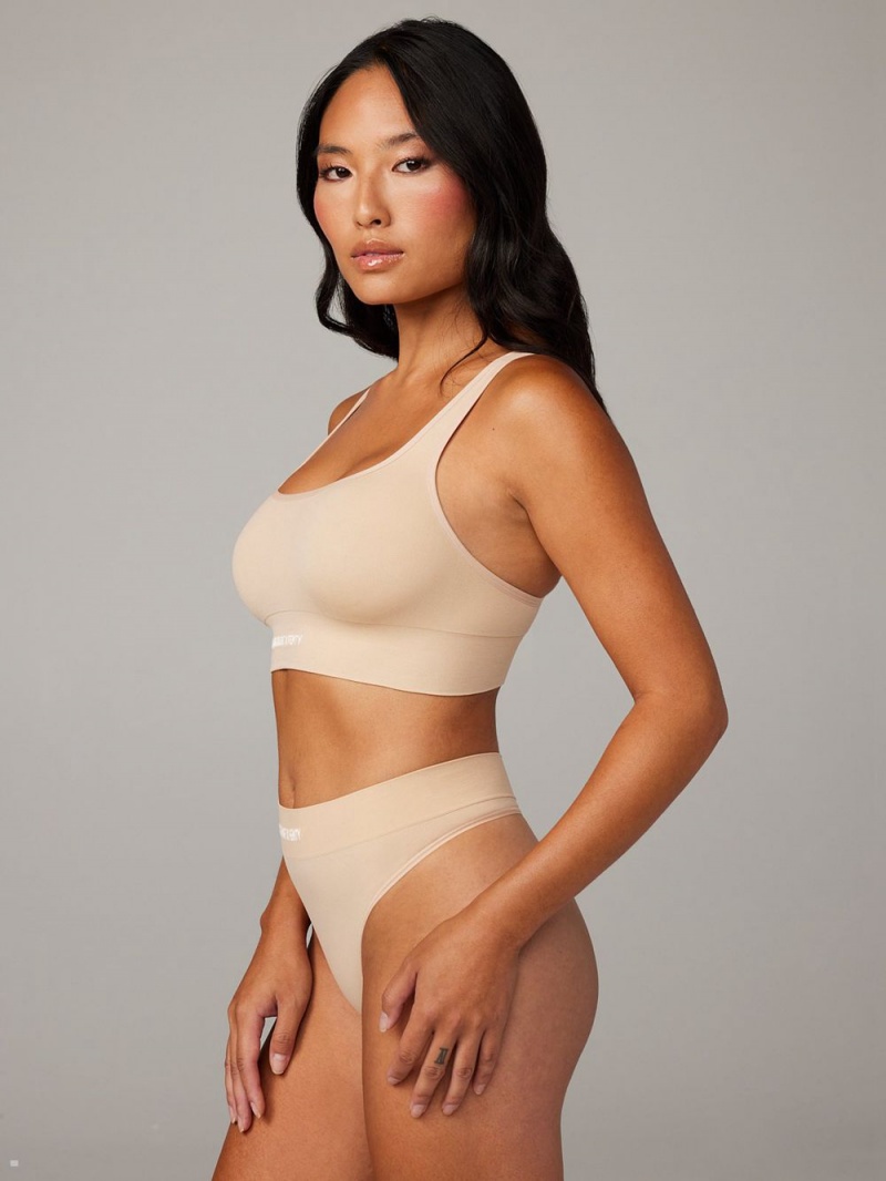 Beige Savage X Fenty Seamless Scoop-Neck Women's Bralettes | FJCQDP576