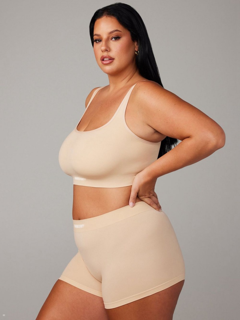 Beige Savage X Fenty Seamless Scoop-Neck Women's Bralettes | VLMWSG035