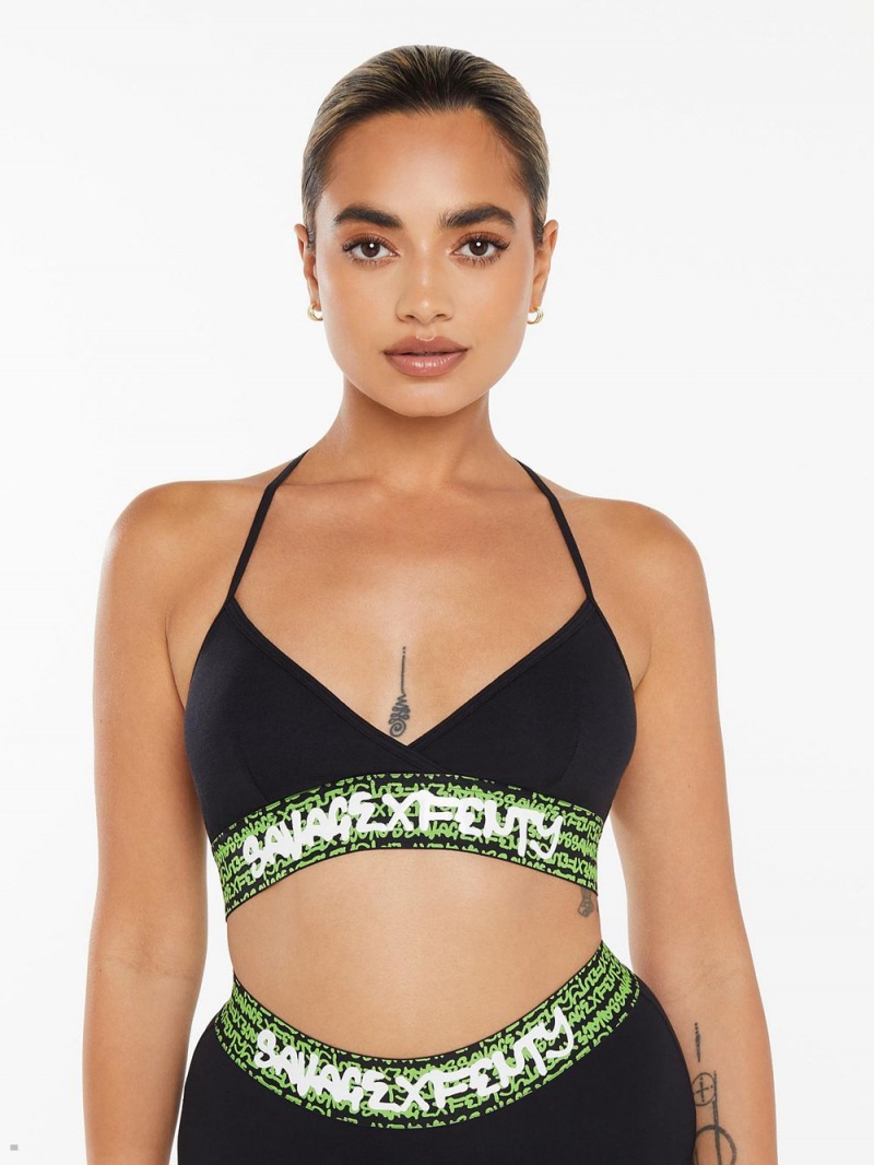 Black Green Savage X Fenty Forever Savage Women\'s Bralettes | FGQBTE618